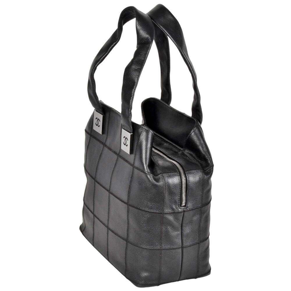 CHANEL Black Caviar Leather Logo Tote Bag - Picture 3 of 8
